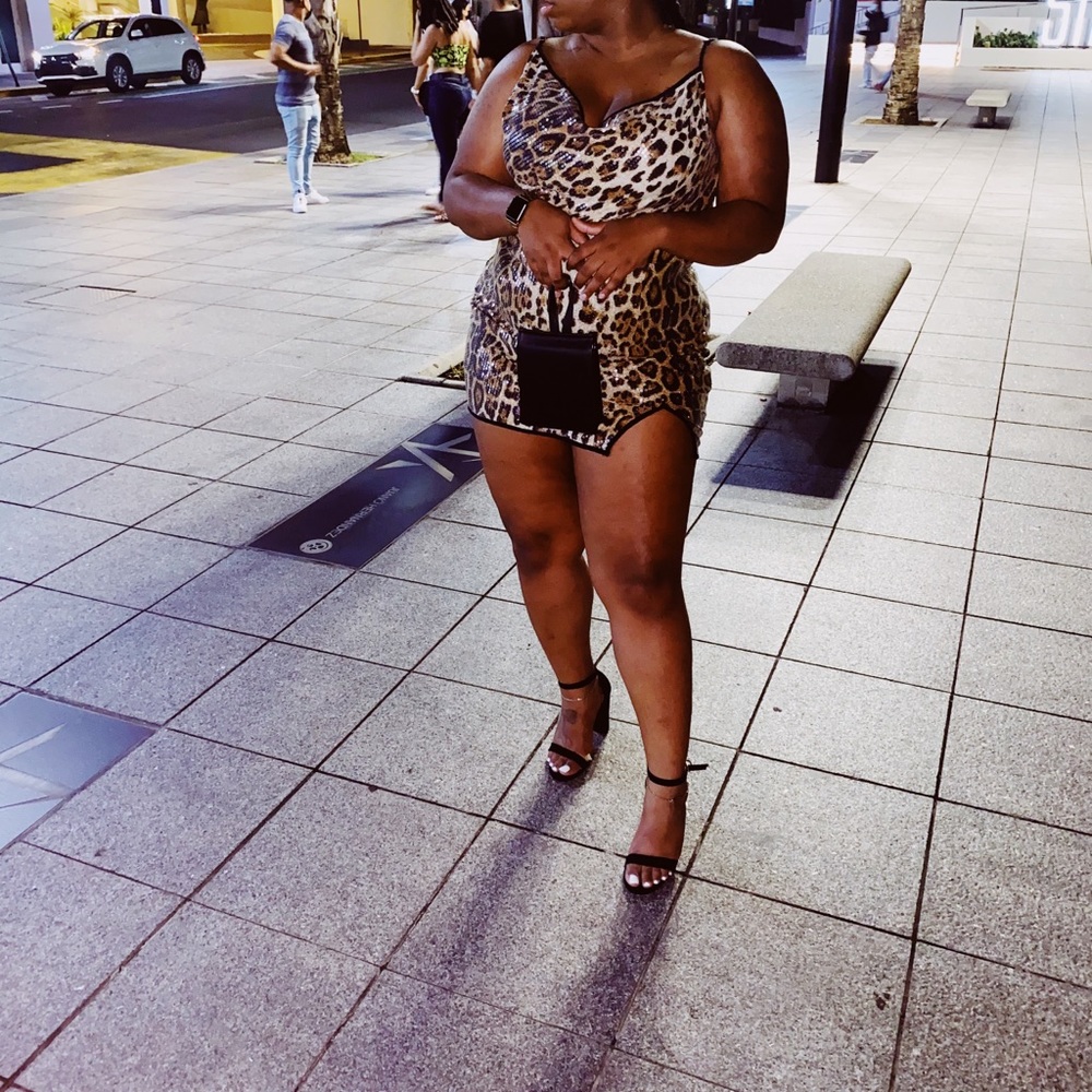 Pretty Little Thing Cheetah Print Sequin Dress